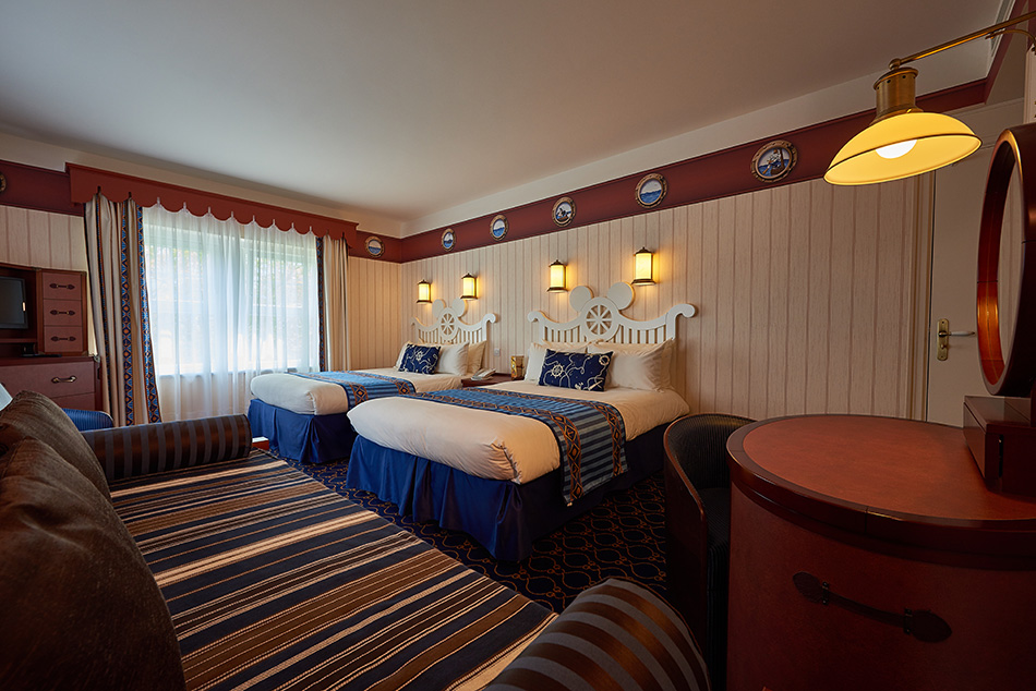 Nautically themed bedroom at Disney's Newport Bay Club Hotel