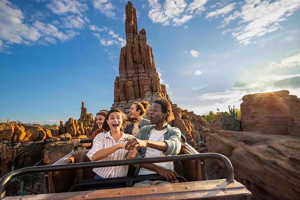 Guests on Big Thunder Mountain, Disneyland® Park